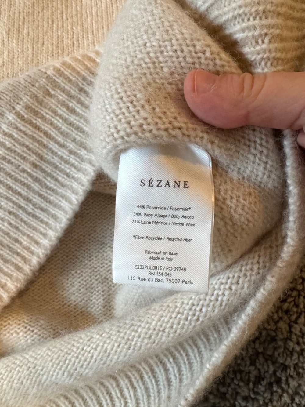 Sezane Samuel Jumper Vanilla Size S - Picture 5 of 5